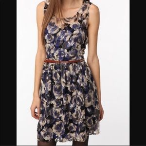 UO Pins & Needles Blue/White Floral Lace Dress
